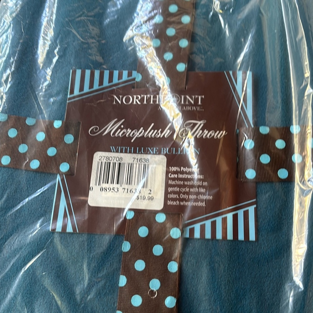 BN NORTHPOINT Micro plush THROW with Buillon fringe GREST SHADE OF  BLUE 60 x 50